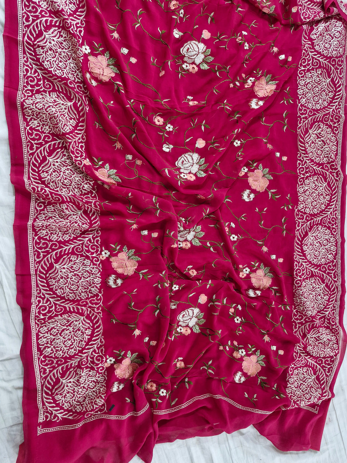 Naqsh-e-Rani – Dark Rani Pure Khaddi Georgette 6 Colour Resham Work Suit Set