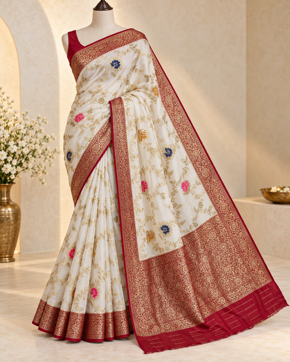 Gulshan Meena Jaal – Banarasi Viscose Pure Georgette Saree