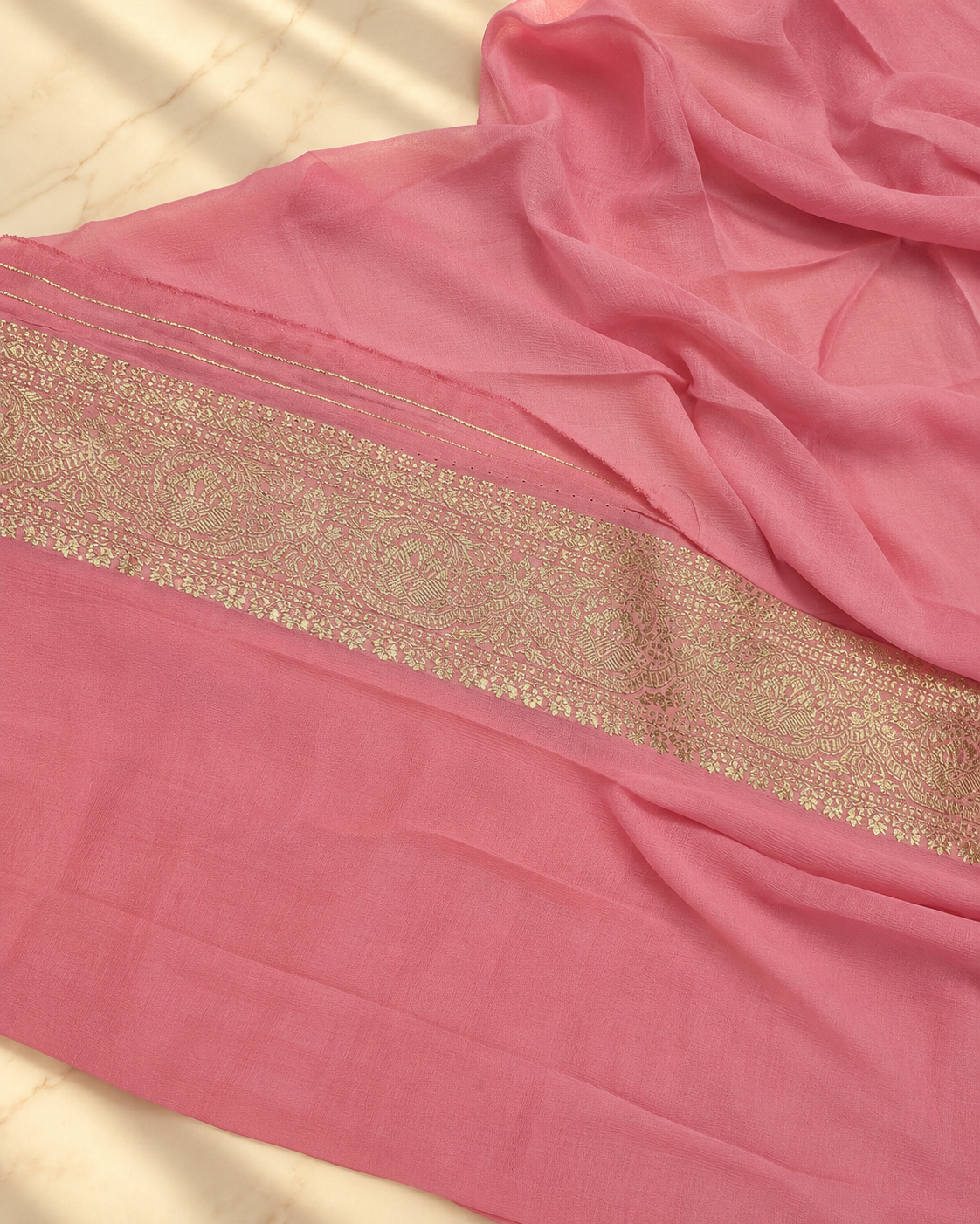 Dusty-Rose-Gajri Gulzar – Banarasi Viscose Pure Georgette Silk Saree