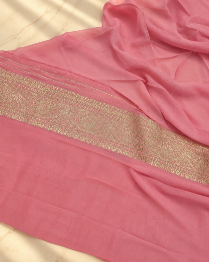 Dusty-Rose-Gajri Gulzar – Banarasi Viscose Pure Georgette Silk Saree