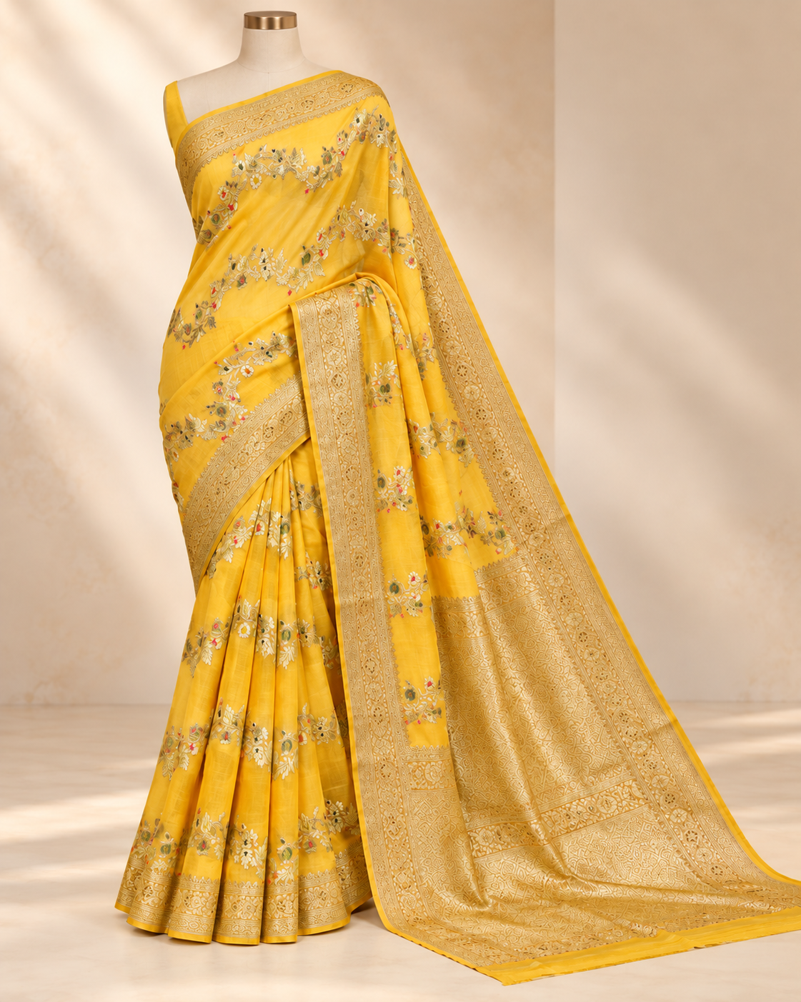 Zard Gulzar – Banarasi Viscose Pure Georgette Silk Saree