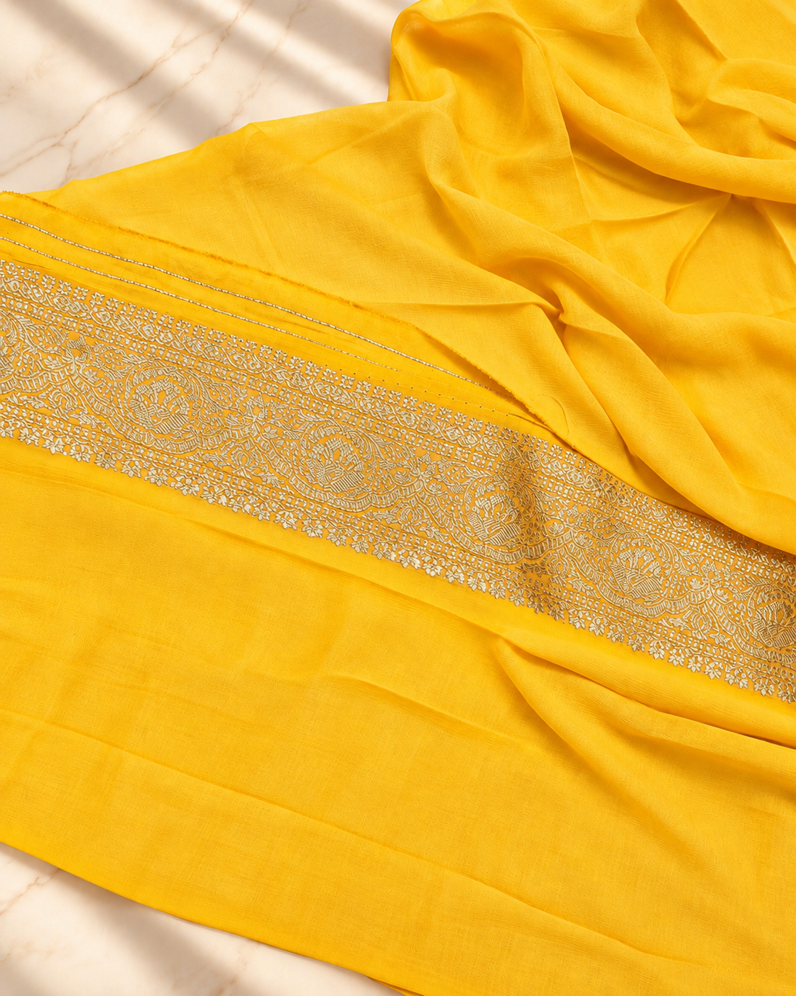 Zard Gulzar – Banarasi Viscose Pure Georgette Silk Saree