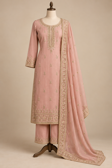 Blush Pink Silk Suit Set