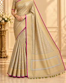 Banarasi Pure Handloom Tissue Silk Saree – Shahi Noor Gold Zari Weave