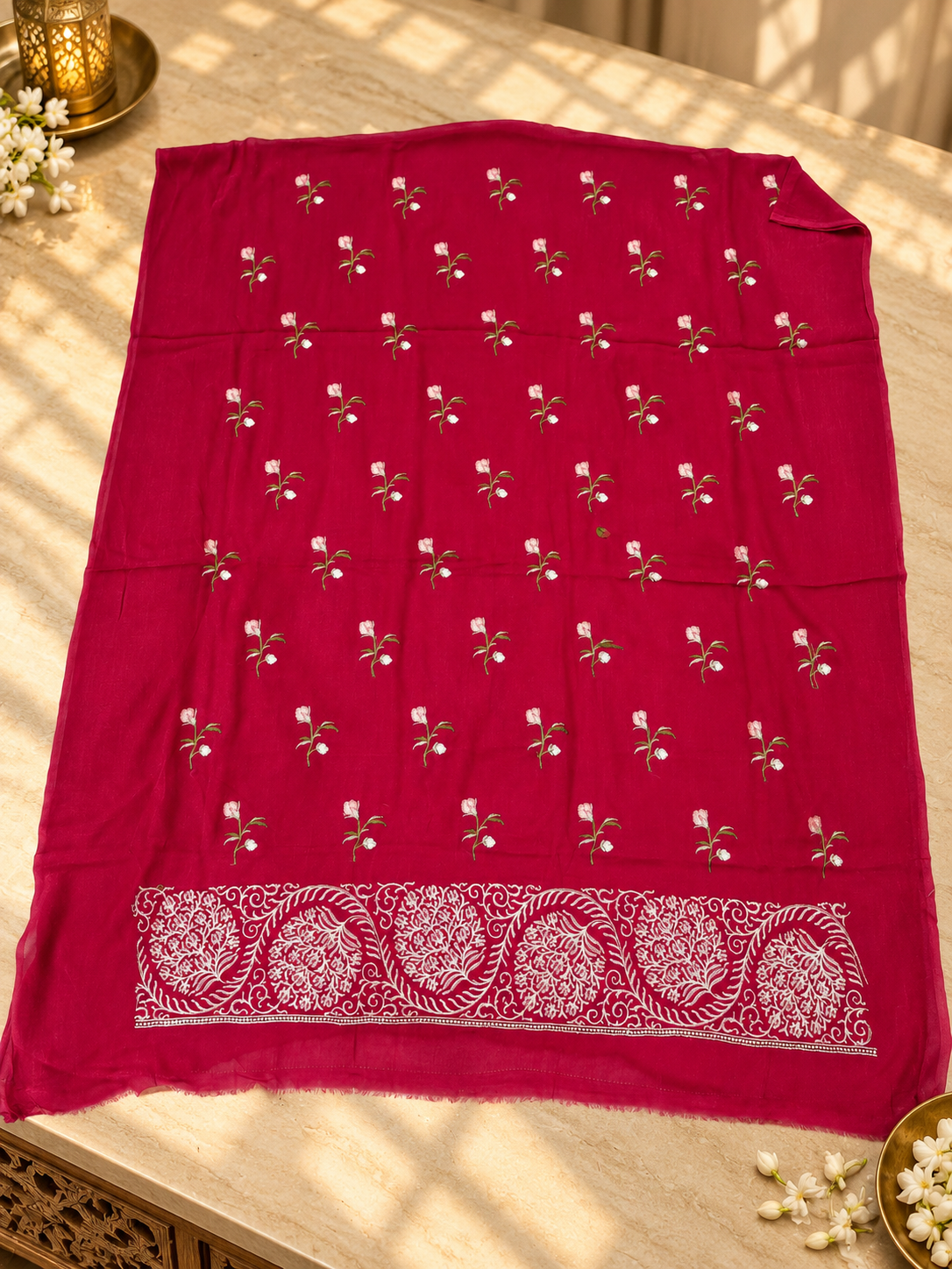 Naqsh-e-Rani – Dark Rani Pure Khaddi Georgette 6 Colour Resham Work Suit Set