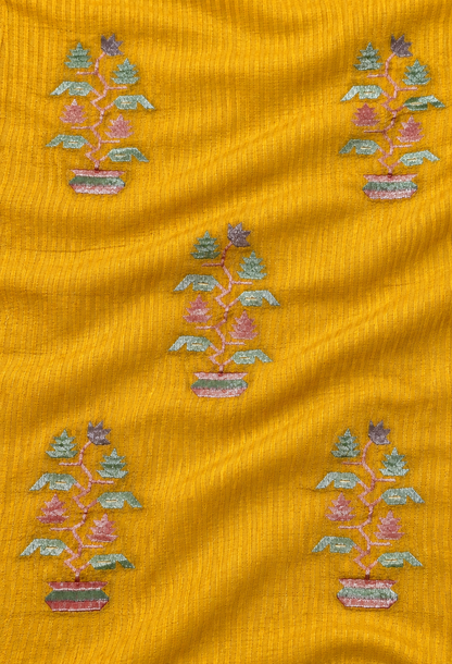 Gulshan Buta Jamdani – Mustard Yellow & Royal Purple