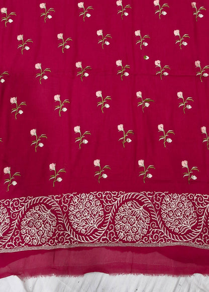 Naqsh-e-Rani – Dark Rani Pure Khaddi Georgette 6 Colour Resham Work Suit Set