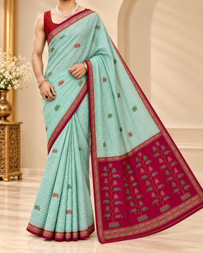 Triveni Butidar Jamdani – Viscose Pure Crepe Silk Saree