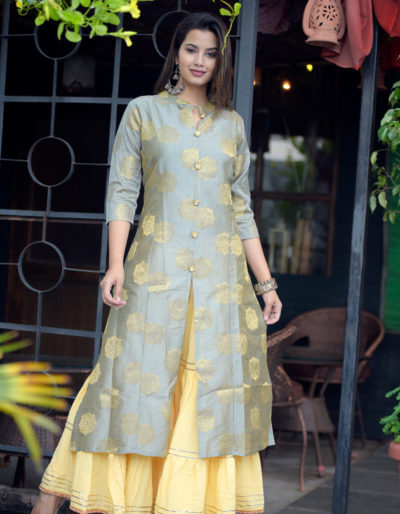 Dresses | Yellow Banarasi Kurti Set Size 36 | Poshmark